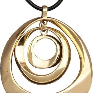 Elegant Long Wooden Pendant Boho Necklace for Women, Vintage Leather Chain, Casu